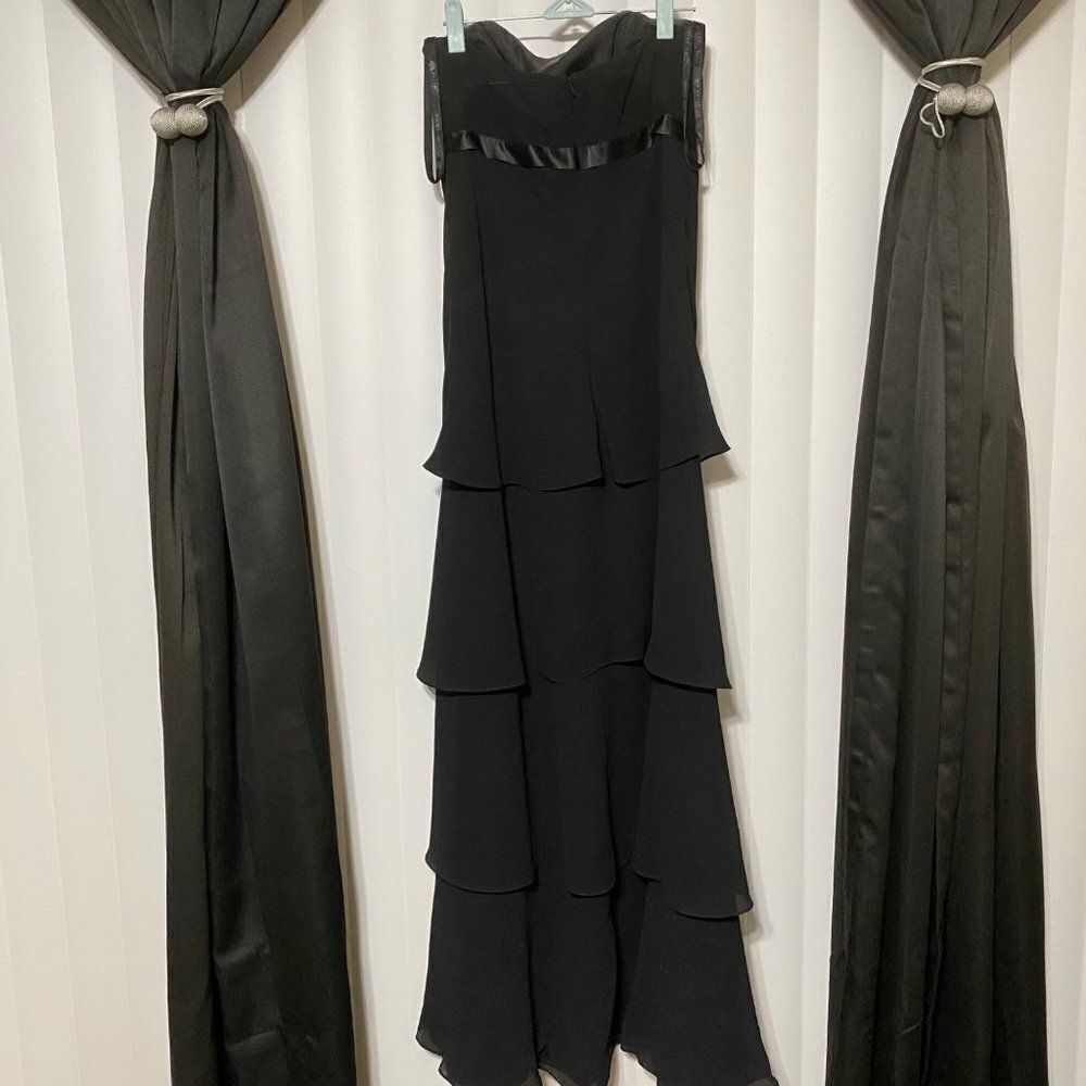 AfterSix black strapless long scaled style dress